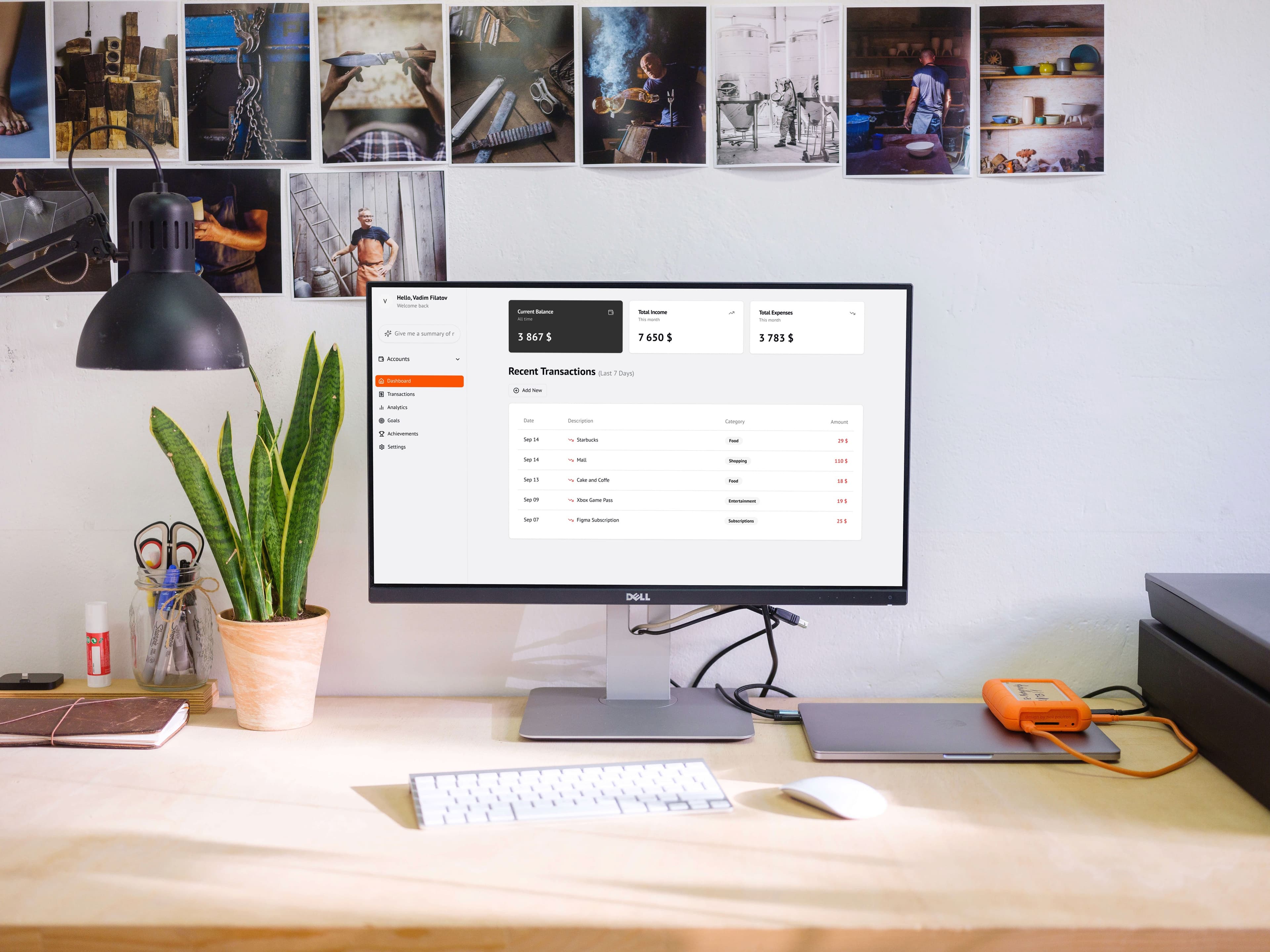 GrossGrowth dashboard on a desktop monitor
